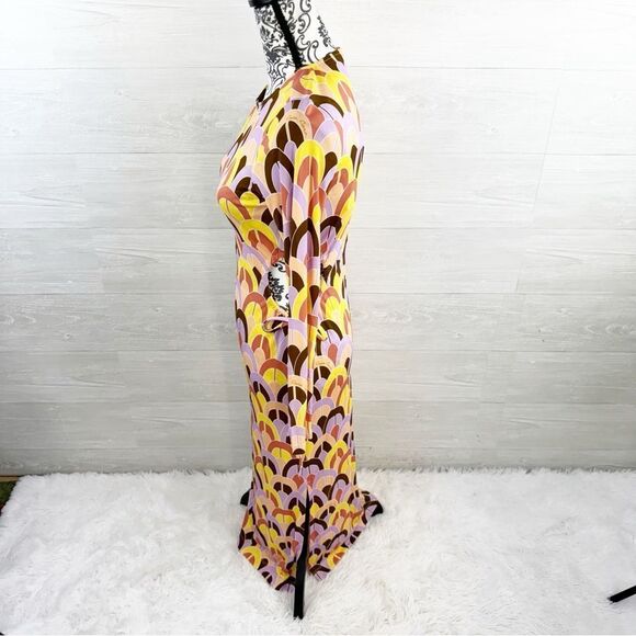 NWT Cara Cara Celeste Geo Lavender Zest Side Cut Out Jersey Knit Midi Dress XS - Picture 9 of 12